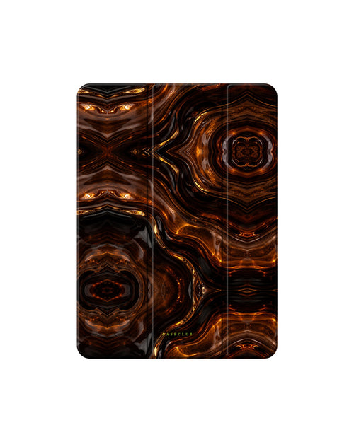 Case Club iPad Hülle Amber Swirl — Smart Case mit bernsteinfarbener Marmorierung, Klappdeckel mit Ständerfunktion