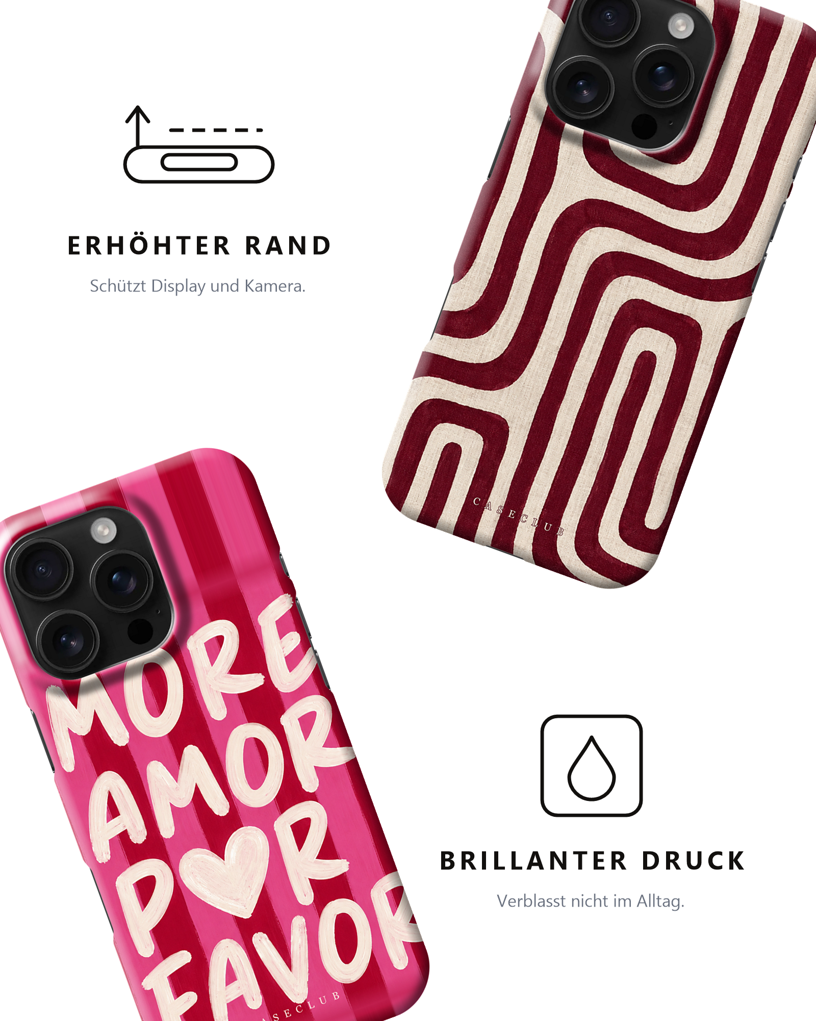 Case Club Originals Set — erhöhter Rand schützt Display und Kamera, brillanter Druck verblasst nicht im Alltag.
