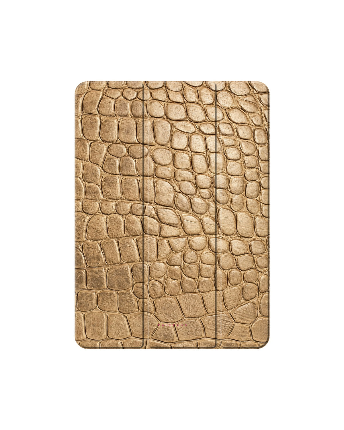 Case Club iPad Hülle Gold Croco — Smart Case mit heller Krokoprägung in Sand und Champagner, Klappdeckel mit Ständerfunktion