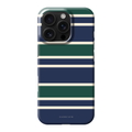 Club Stripes – Handyhülle mit Querstreifen in Navy, Flaschengrün und Creme