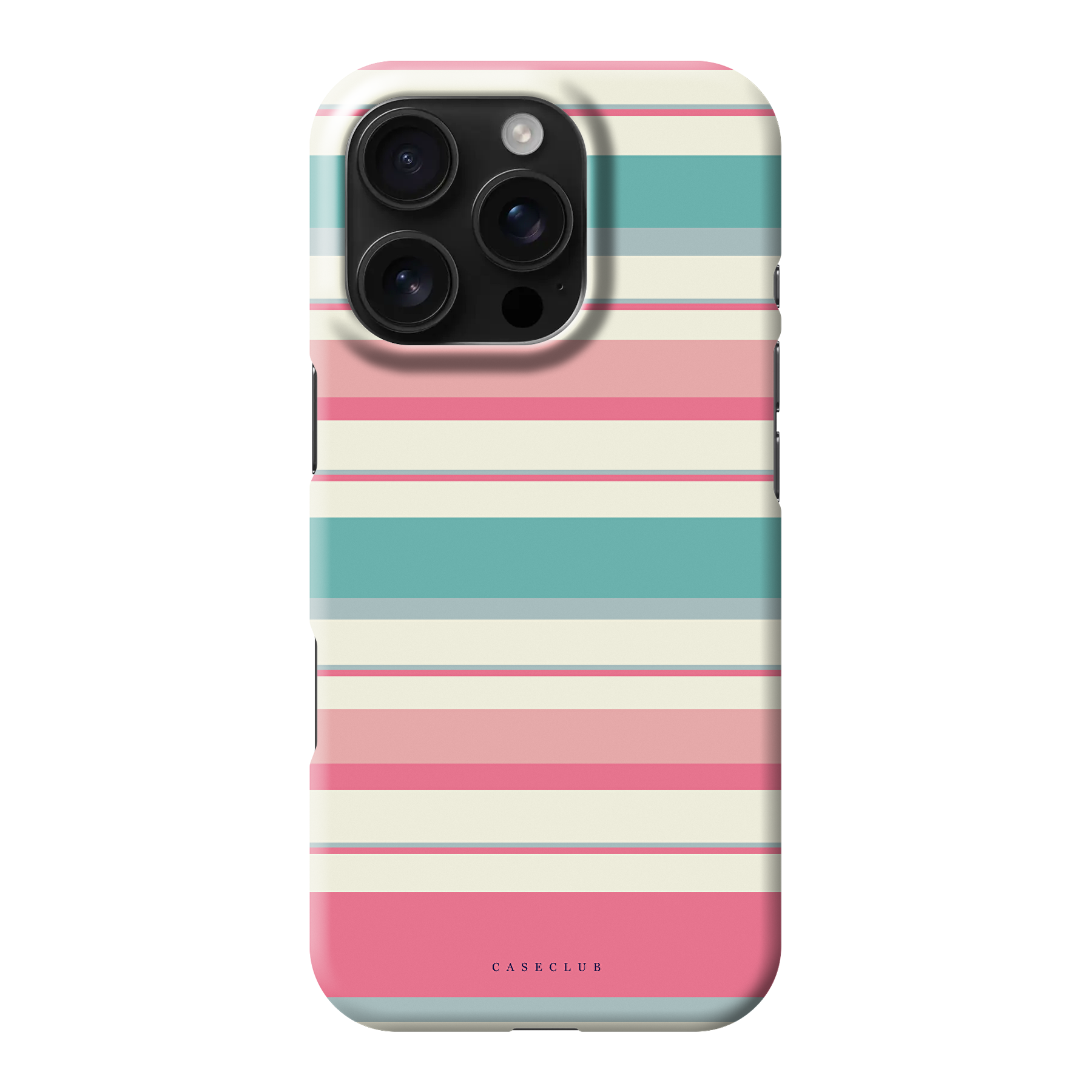 Lagoon Stripes – Handyhülle mit Querstreifen in Türkis, Creme, Altrosa und Pink