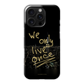Live Once – Handyhülle mit nächtlicher Skyline und Schriftzug