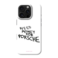 Money For Porsche – weiße Handyhülle mit handgeschriebenem Schriftzug