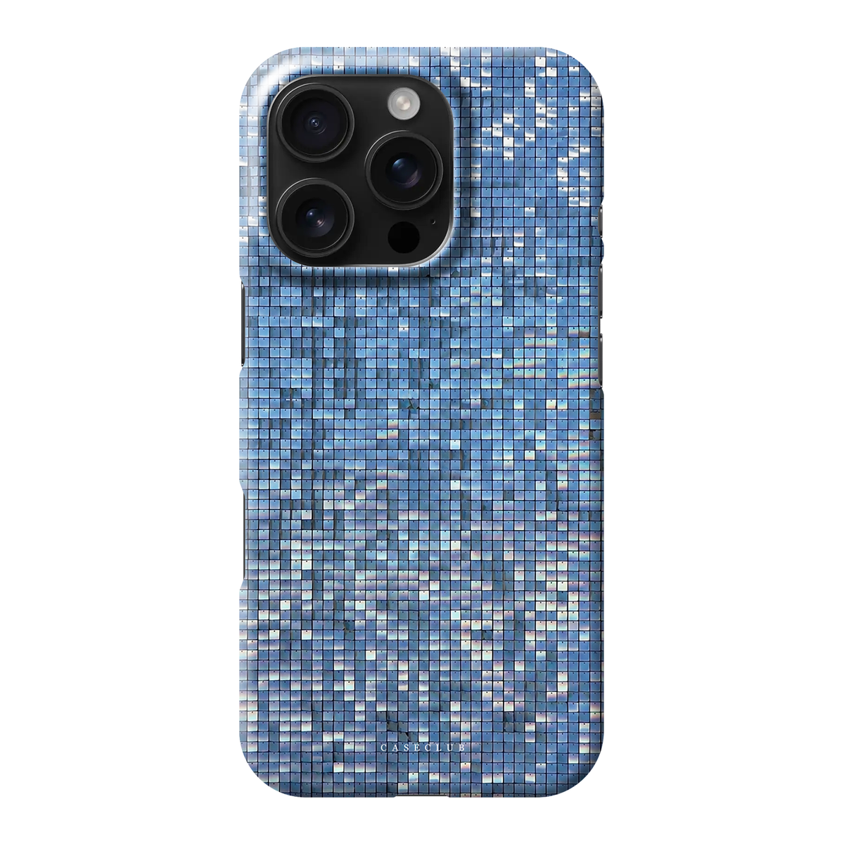 Sequin – Handyhülle mit Paillettenwand, in der sich blauer Himmel spiegelt