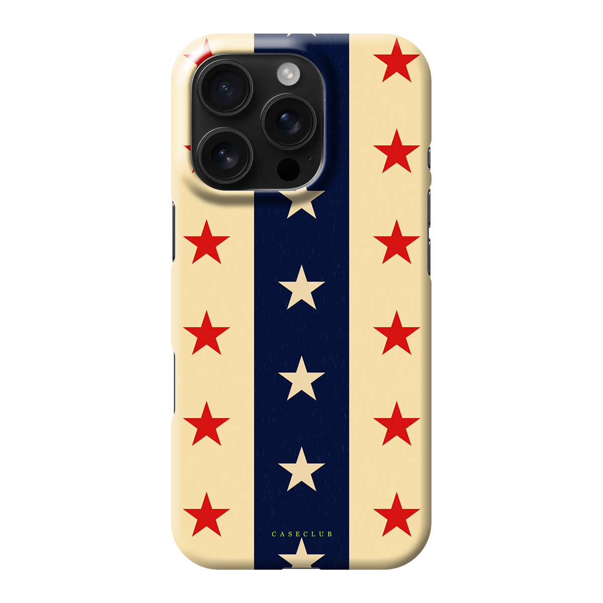 Stars & Stripes – Handyhülle mit Streifen und Sternen in Marineblau, Creme und Rot