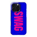 Swag – blaue Handyhülle mit pinkem SWAG-Schriftzug