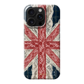 Union Lace – Handyhülle mit Union Jack aus Spitze auf blauen Kacheln