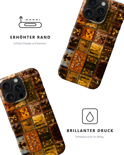 Zwei Amber-Glass-Hüllen – erhöhter Rand und brillanter Druck
