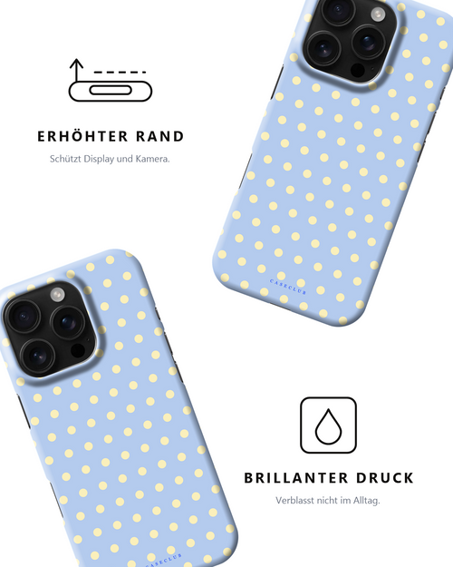 Zwei Blue-Dots-Hüllen – erhöhter Rand und brillanter Druck