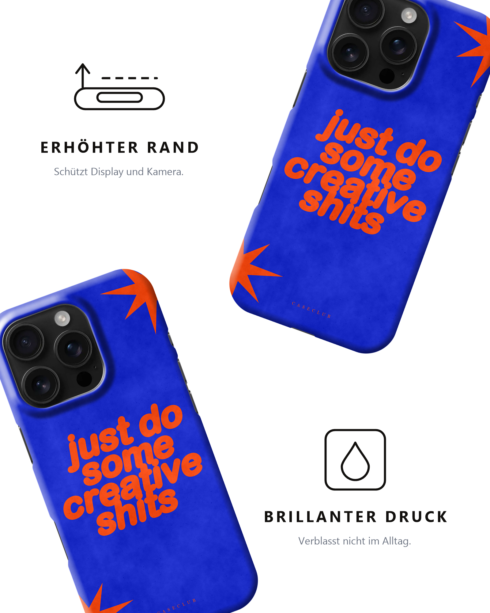 Case Club Creative Shits — erhöhter Rand schützt Display und Kamera, brillanter Druck verblasst nicht im Alltag.