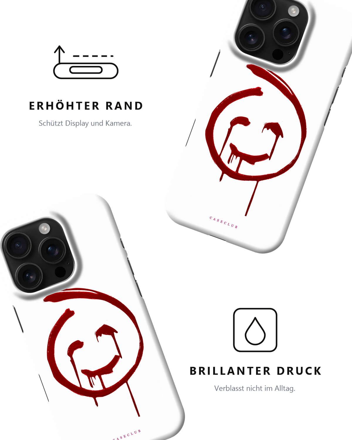 Zwei Red-Smile-Hüllen – erhöhter Rand und brillanter Druck