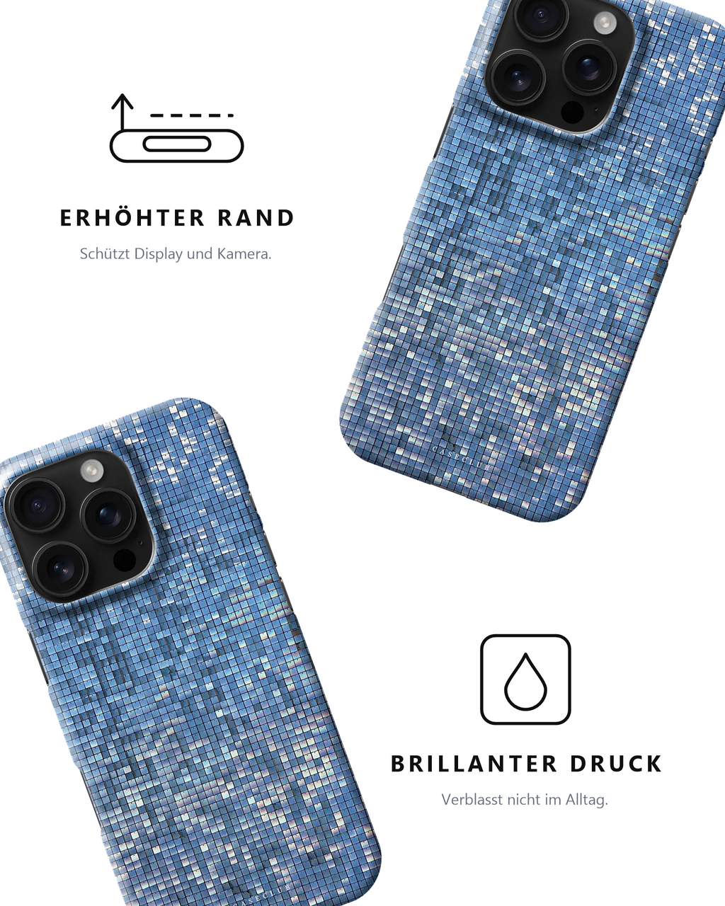 Zwei Sequin-Hüllen – erhöhter Rand und brillanter Druck