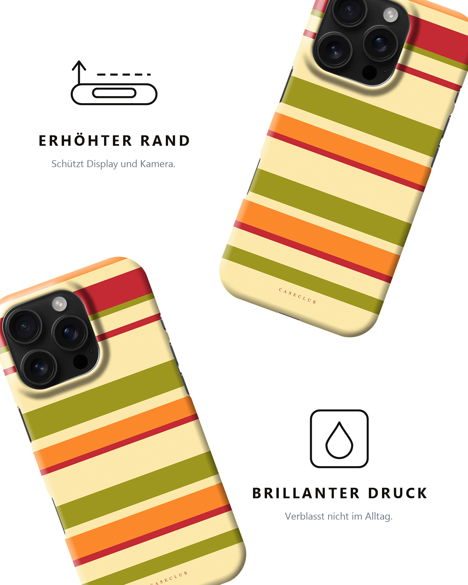 Zwei Sunset-Stripes-Hüllen – erhöhter Rand und brillanter Druck