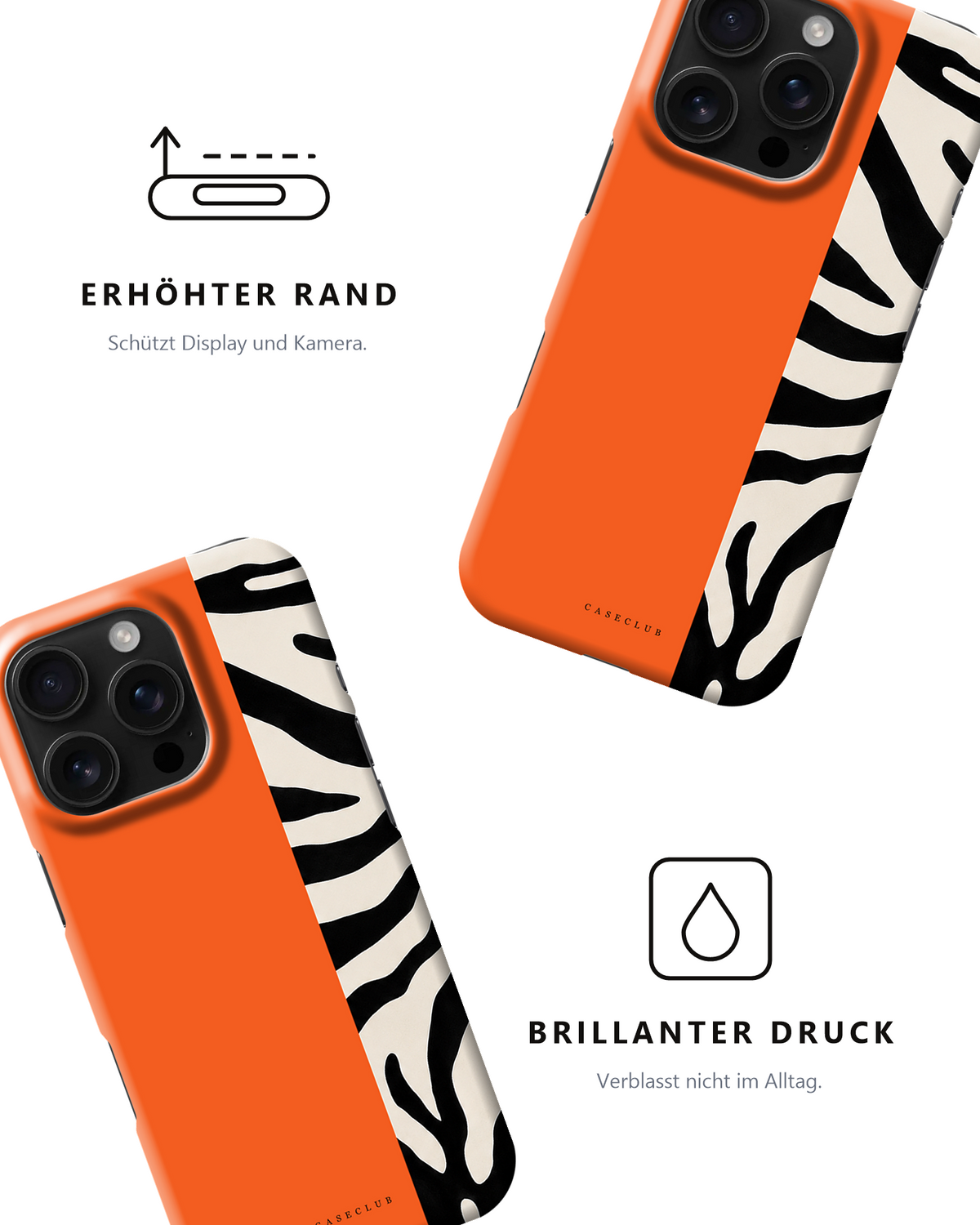 Zwei Zebra-Hüllen – erhöhter Rand und brillanter Druck