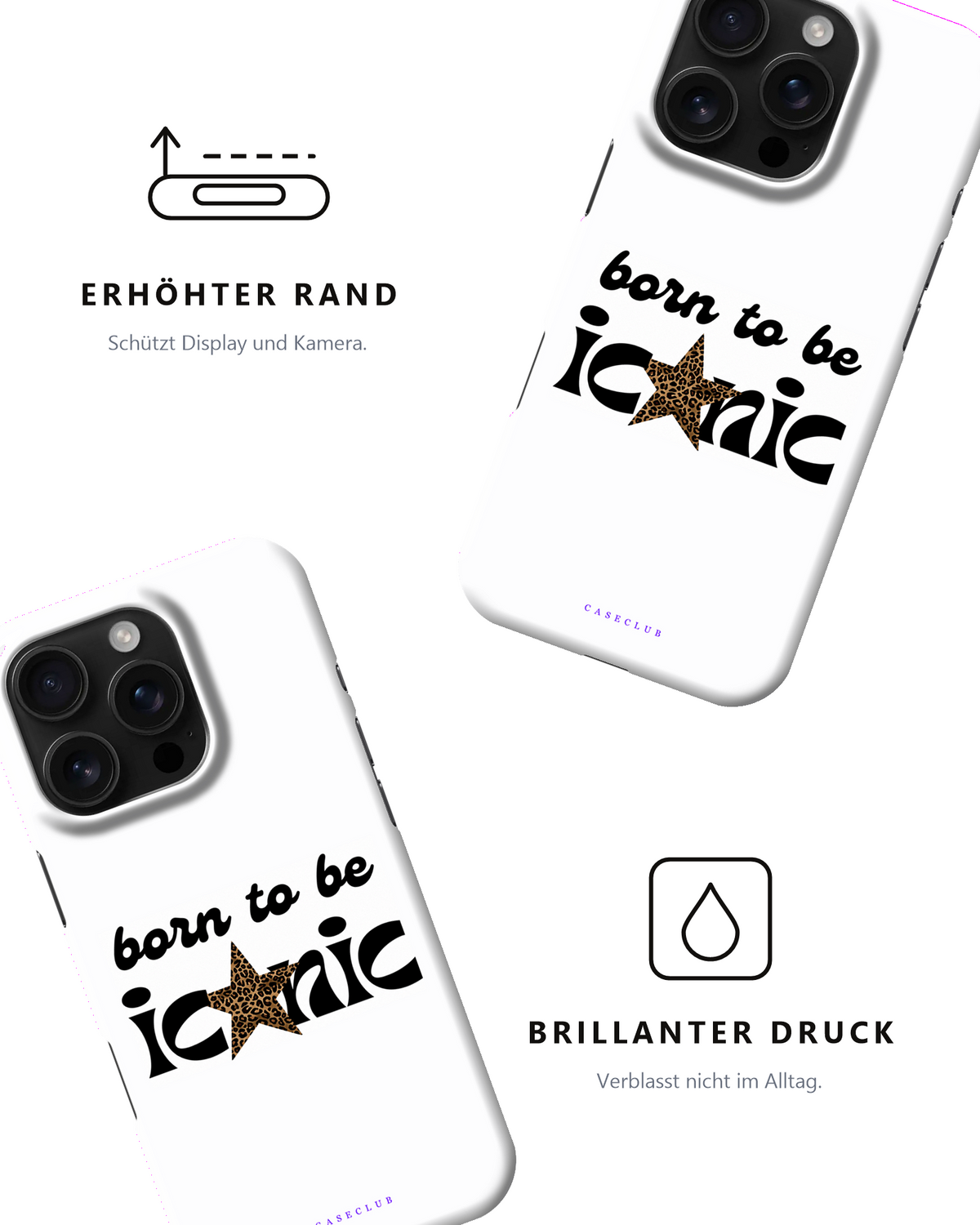 Born To Be Iconic Handyhülle – erhöhter Rand und brillanter Druck