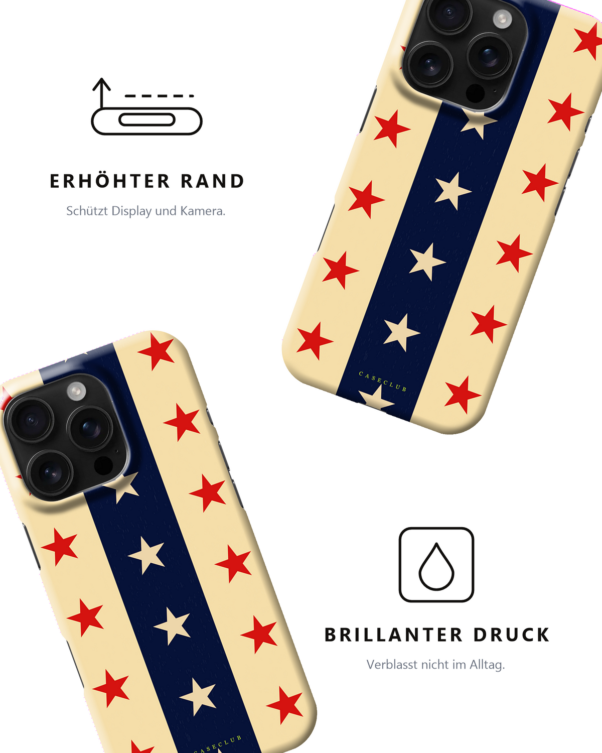 Stars & Stripes Handyhülle – erhöhter Rand und brillanter Druck